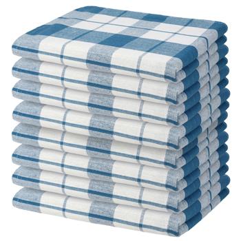 Geschirrtücher 8er-Set - hygienische streifenfreie Reinigung für Ihr Zuhause - 100% Baumwolle - 70x50 cm - waschbar 95°C - petrol-blau/weiss kariert