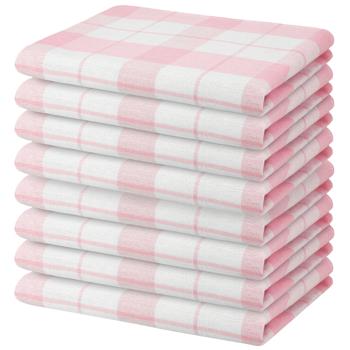 8er-Set Geschirrtücher – Rosé/Weiss kariert, 100% Premium Baumwolle, 70x50 cm – Hygienische streifenfreie Reinigung, waschbar bis 95°C, OEKO-TEX Standard 100