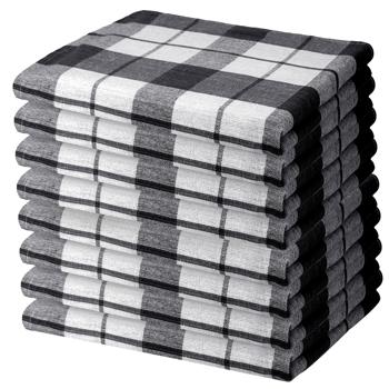 8er-Set Geschirrtücher Schwarz-Weiss kariert - 100% Baumwolle, 70x50 cm, 200 g/m² - OEKO-TEX Standard 100 - Hygienisch waschbar bis 95°C
