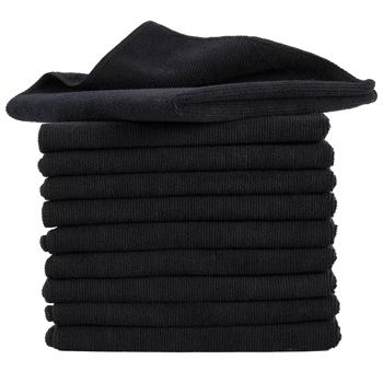 Preview: 20er-Set Mikrofaser-Putztücher – fusselfrei, saugstark & strapazierfähig, 40 x 40 cm, schwarz, ideal für Haushalt, Auto & Küche