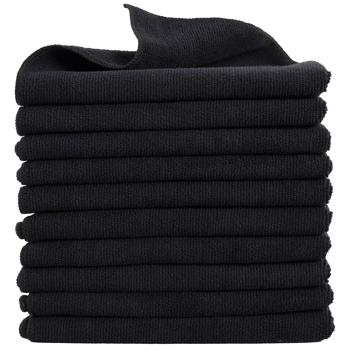 Preview: 20er-Set Mikrofaser-Putztücher – fusselfrei, saugstark & strapazierfähig, 40 x 40 cm, schwarz, ideal für Haushalt, Auto & Küche