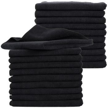 20er-Set Mikrofaser-Putztücher – fusselfrei, saugstark & strapazierfähig, 40 x 40 cm, schwarz, ideal für Haushalt, Auto & Küche