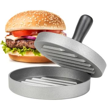 Hamburgerpresse Ø 12 cm - Antihaftbeschichtung für perfekte Burger Patties - Druckguss-Aluminium, spülmaschinenfest, für Grill & BBQ