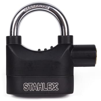 Preview: Vorhängeschloss mit Alarmfunktion - 110 dB Sirene & Vibrationssensor - gehärteter Stahl, 10 mm Bügel, korrosions- & frostbeständig für Garage, Keller