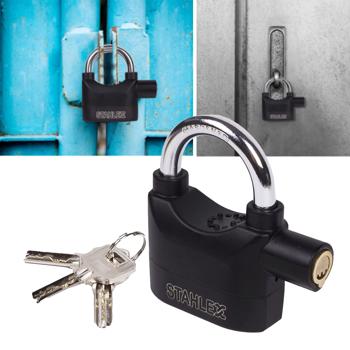 Vorhängeschloss mit Alarmfunktion - 110 dB Sirene & Vibrationssensor - gehärteter Stahl, 10 mm Bügel, korrosions- & frostbeständig für Garage, Keller