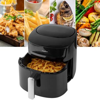 Digitale XL Heissluftfritteuse, 7,2 l für 4-8 Portionen, Touchscreen, Timer, 1800 W, bis 200°C, Air Fryer mit 8 Kochprogrammen, Grillen, Backen, Braten