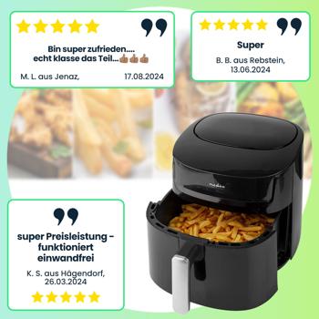 Preview: Digitale XL Heissluftfritteuse, 7,2 l für 4-8 Portionen, Touchscreen, Timer, 1800 W, bis 200°C, Air Fryer mit 8 Kochprogrammen, Grillen, Backen, Braten