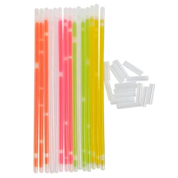 Preview: Knicklichter Set 90 Stück - Für Parties, Outdoor & Camping - 5 Neonfarben - 22 cm Länge - Inkl. Verbindungshüllen - Chemolumineszenz-Licht ohne Flammen