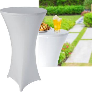 Elegante Stehtischhusse weiss Stretch Ø 80cm, bis H 110cm - Perfekte Passform für Event, Hochzeit, Party - stilvolles Ambiente