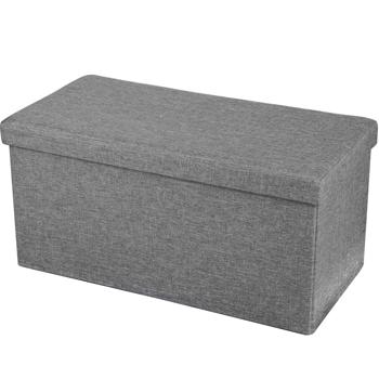 Preview: Elegante Faltbare Sitztruhe, für 2 Personen, faltbar, Textilbezug in grau, mit zusätzlichem Stauraum und komfortablem Sitz