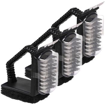 3in1 Grillreiniger 3er-Set - Drahtbürste, Metallschaber & Schwamm für umfassende Grillrost-Reinigung - Robust, ergonomisch, 11,5x10x7 cm