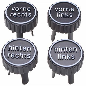 4tlg Reifenmarkierer Set - Verhindert Verwechslungen & erleichtert Reifenwechsel - Ø 26x31mm, ABS-Kunststoff, für alle Felgen