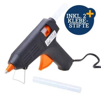 Preview: Heissklebepistole mit Aufstellbügel - Sicheres, schnelles Kleben von Holz, Kunststoff, Textilien, Leder - 40W, inkl. 2 Klebestiften Ø 11 mm