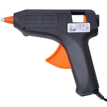 Preview: Heissklebepistole 40W - präzises schnelles Verkleben von Holz, Kunststoff, Textilien, Metall, Leder, Keramik - 14 Klebesticks Ø 11mm transparent - mit Aufstellbügel