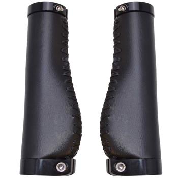 Universal-Velogriffe Lederoptik - Ergonomisch für ermüdungsfreies Radeln - Stossdämpfend - Ø 22mm - 135mm Länge Mattschwarz