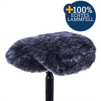 Preview: Velo-Sattelbezug 100% Lammfell Grau - Maximaler Komfort für lange Touren im Sommer & Winter - 270x220mm - Kein Schwitzen oder Verrutschen