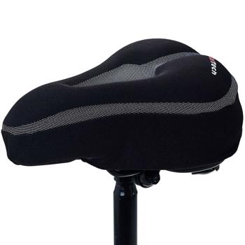 Preview: Velo-Sattelbezug für Sportsattel - 15mm Gel-Polsterung - Extra Komfort ohne Schmerzen - Stossdämpfend, rutschfest & wetterbeständig - Schwarz/Grau