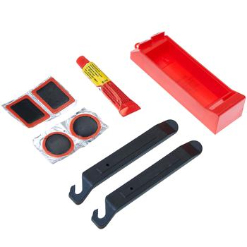 Veloreifen-Reparaturset 9-teilig - Professionelles Flickzeug für platte Reifen - Inkl. 4 selbstklebende Flicken & 2 Reifenheber