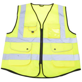 Warnweste XL neongelb - Hohe Sichtbarkeit mit Reflektorstreifen für Velo & Auto - DIN EN ISO 20471 zertifiziert - Inkl. 6 Multifunktionstaschen & Reissverschluss