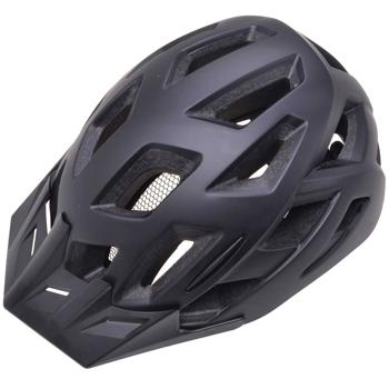 Preview: Velohelm mit Rücklicht L (58-61cm) - Mattschwarz, extrem leicht & stabil - TÜV/GS geprüft, 3 Leuchtstufen, Insektenschutz, abnehmbarer Schirm