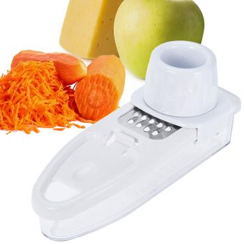 Küchenraffel mit Auffangbehälter - Fingerschutz für geruchloses Reiben von Knoblauch, Ingwer, Nüssen - Spülmaschinenfest - Edelstahl & Kunststoff