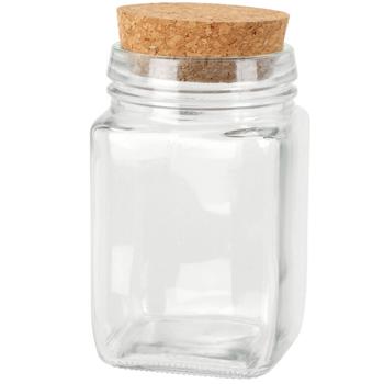 Preview: Stilvolles Vorratsglas 250ml, viereckig, mit Korken, klassisches Design, optimale Aufbewahrung für Küche & Haushalt