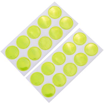 Reflektor-Sticker 20 Stück Ø 20mm rund - erhöhte Sichtbarkeit für Kinder Jogger Hundehalter - selbstklebend, leuchtstark, PVC, gelb, wetterbeständig für Fahrrad Schulranzen Kinderwagen