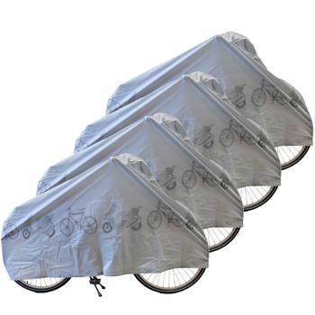 Preview: 4er-Set Universal-Fahrradabdeckung - Ganzjahres Wetterschutz vor Regen, Schnee, Wind & Sonne - 200x110cm - PEVA, Klettverschluss