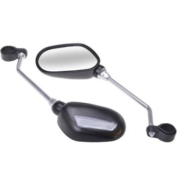 Velo-Rückspiegel-Set (2 Stück) - Für sicheren Überblick im Strassenverkehr - Universell passend, inkl. Reflektor, schwarz, Metall/Kunststoff
