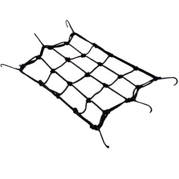 Gepäcknetz dehnbar – für Velokörbe, Gepäckträger & Einkäufe – 25x25cm (bis 50x50cm dehnbar) – 6 Haken – Gummi-Metall – robust & platzsparend