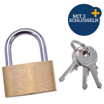 Preview: 2er-Set Kleines Vorhängeschloss - Fahrradschloss für Velokörbe, Türen & Velos - Bügelstärke 4mm, verchromter Stahl, rostbeständig - Inkl. 3 Schlüssel