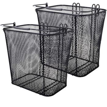 2er-Set Velokorb 25L - Fahrradkorb für Gepäckträger seitlich zum Einhängen - Kunststoffummanteltes Metall Schwarz, 35x23x32 cm - stylisch für Picknick & Einkauf