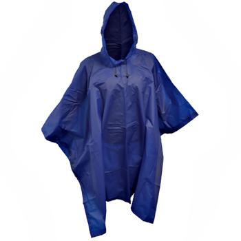 Universal Regenponcho mit Kapuze - Optimaler Schutz vor Nässe für Wanderungen & Arbeit - Platzsparend, robustes PEVA, 130cm, blau, mit Kordel