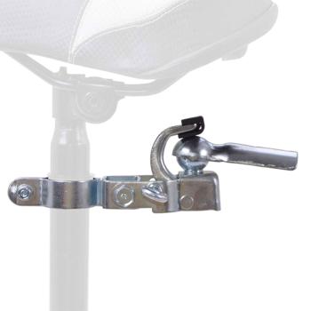 Preview: Fahrradanhängerkupplung - 80kg Anhängelast für Lasten, Hunde- & Kinderfahrradanhänger - Für Sattelstützen 24-30mm Ø - Verzinkter Stahl - Silber