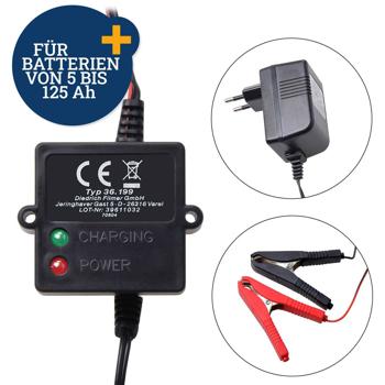 Preview: Batterie-Erhaltungsladegerät 12V - Pflegt & lädt Auto-Batterien (5-125 Ah) - Verhindert Tiefenentladung, verlängert Lebensdauer - Auch für Gel-Batterien