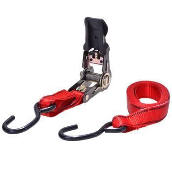 Preview: 2er-Set Spanngurt 3m x 2,5cm rot - TÜV/GS geprüft, 230 kg Zugfestigkeit - Sichere Ladungssicherung für Umzüge, LKW & Anhänger - PE/Stahl