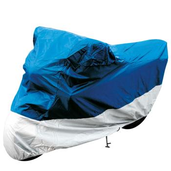 Universal Motorrad-Vollgarage (246x105x127cm): Mit Gummizügen, reissfest, blau-weiss – perfekte Passform und einfacher Schutz für jedes Motorrad