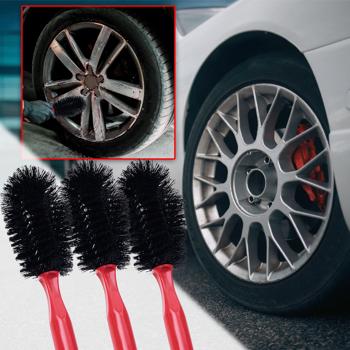 3er-Set Felgenbürste 26 cm - Schonende Autoreinigung & effiziente Schmutzentfernung - Kunststoffborsten - Ergonomischer Griff rot/schwarz