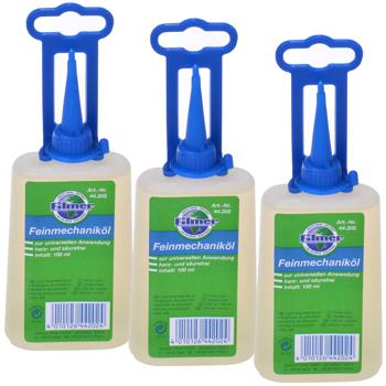 Preview: 3er-Set Universal-Feinmechanik-Öl 100ml - Harz- & Säurefrei mit Dosierspitze - Für Fahrräder, Nähmaschinen, Schlösser, Werkzeuge - Schutz vor Korrosion