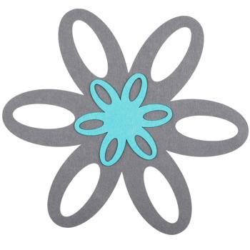 Preview: 2er-Set Pfannenschutz - schützt Pfannen & Töpfe zuverlässig vor Kratzern - Filz, Ø 38 & 15 cm, 2mm dick, grau/türkis - Topfschoner