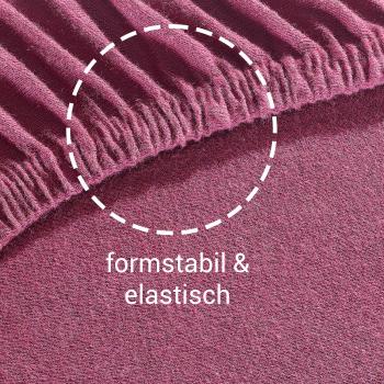 Preview: Einzelbett Qualitäts-Jersey Fixleintuch - 100% Baumwolle, bordeaux, 90x200 cm - Öko-Tex Standard 100, elastisch, bügelfrei, maschinenwaschbar - Hautsympathisch & atmungsaktiv