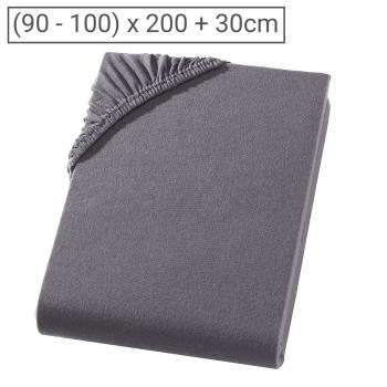 Einzelbett Qualitäts-Jersey Fixleintuch - 100% Baumwolle, Öko-Tex Standard 100, anthrazit - 90x200 cm, elastisch, bügelfrei, waschbar - ideales Schlafklima