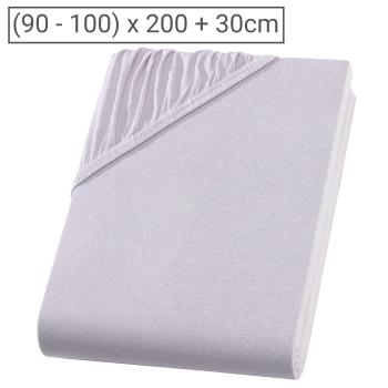 Einzelbett Premium Qualitäts-Jersey Fixleintuch - 100% Baumwolle, silber, 90x200 cm - Öko-Tex Standard 100, bügelfrei, bis 60° waschbar, formstabil