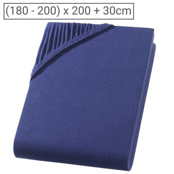 Premium Jersey Fixleintuch 200x200cm marine - 100% Heavy Baumwolle Öko-Tex Standard 100 - bügelfrei, 60° waschbar - Doppelmatratzen (180-200)x200cm, 30cm Steg