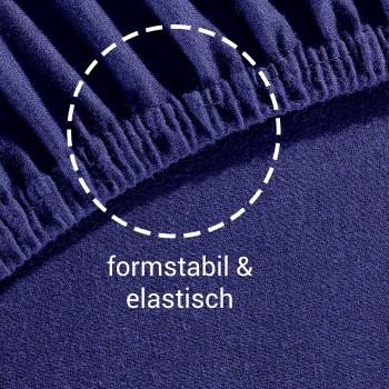 Preview: Premium Jersey Fixleintuch 200x200cm marine - 100% Heavy Baumwolle Öko-Tex Standard 100 - bügelfrei, 60° waschbar - Doppelmatratzen (180-200)x200cm, 30cm Steg