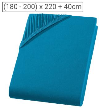 Wasserbett Premium Qualitäts-Jersey Fixleintuch - 100% Baumwolle Öko-Tex - Petrol, 200x220cm + 40cm Steg - Boxspringbett geeignet - Bügelfrei - Made in Germany