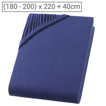 Wasserbett Premium Qualitäts-Jersey Fixleintuch 200x220 cm - 100% Baumwolle marine-navy - Atmungsaktiv, bügelfrei - Ideal für Wasser- & Boxspringbetten