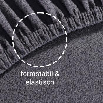 Preview: Wasserbett Premium Qualitäts-Jersey Fixleintuch - 100% Baumwolle, anthrazit, 200x220cm - Öko-Tex Standard 100 - bügelfrei - atmungsaktiv