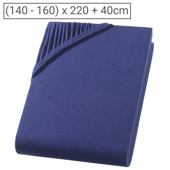 Wasserbett Premium Jersey Fixleintuch - 100% Baumwolle marine, 160x220 cm - Öko-Tex, 40cm Steg, bügelfrei, waschbar - Für Wasser- & Boxspringbetten