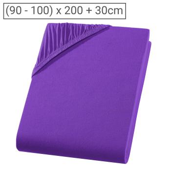 Einzelbett Qualitäts-Jersey Fixleintuch - 100% Baumwolle, violett - Öko-Tex Standard 100, 90x200 cm, elastisch, formstabil & bügelfrei